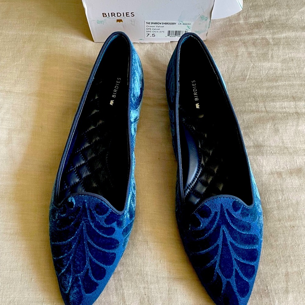 Birdies Blue Velvet Women's Shoes